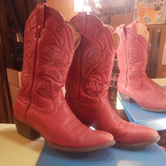 Ariat Heritage Round Toe Red Cowboy Boots - Picture 4 of 15